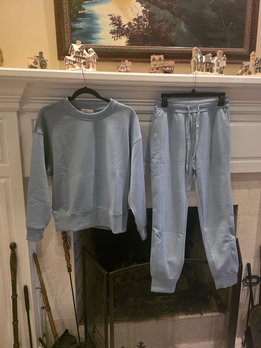 Zenana Outfitters Dusty Blue Sweatshirt & Drawstring Joggers Set